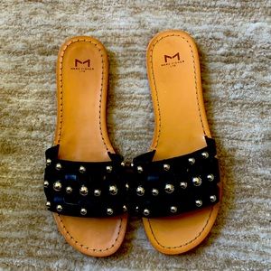 Marc Fisher Black Studded Slides